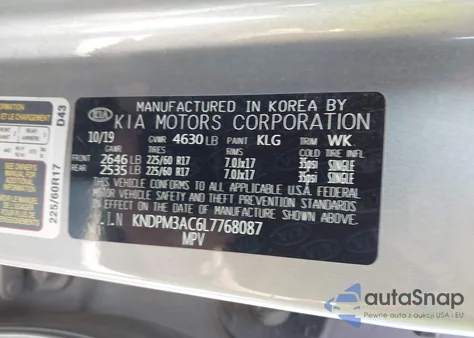 2020 Kia Sportage Lx from USA, damaged, VIN KNDPM3AC6L7768087